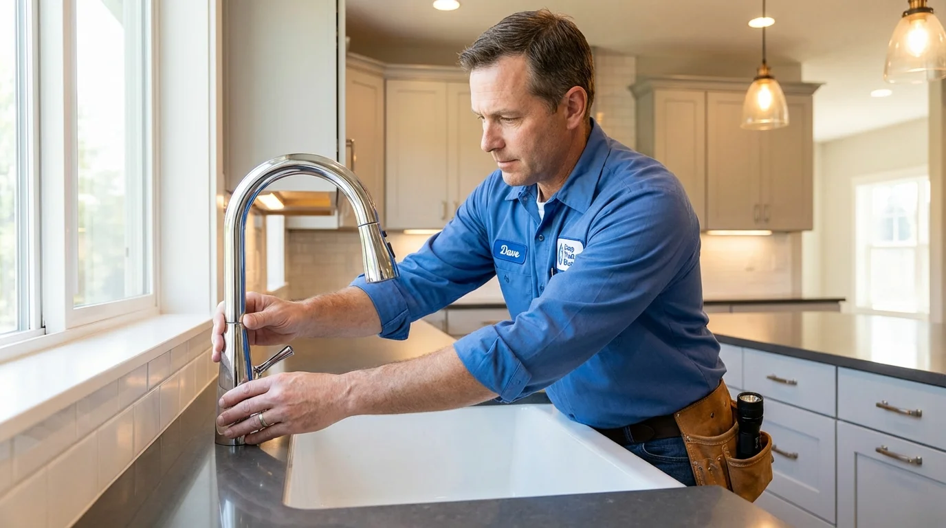 Kitchen faucet installation by Johns Plumbing LLC in De Graff